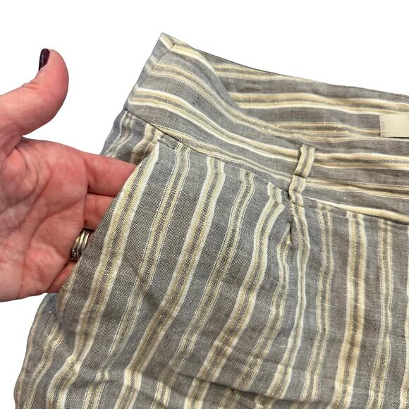 LOFT Ann Taylor women’s shorts linen striped cuff Size 8 - Picture 5 of 5